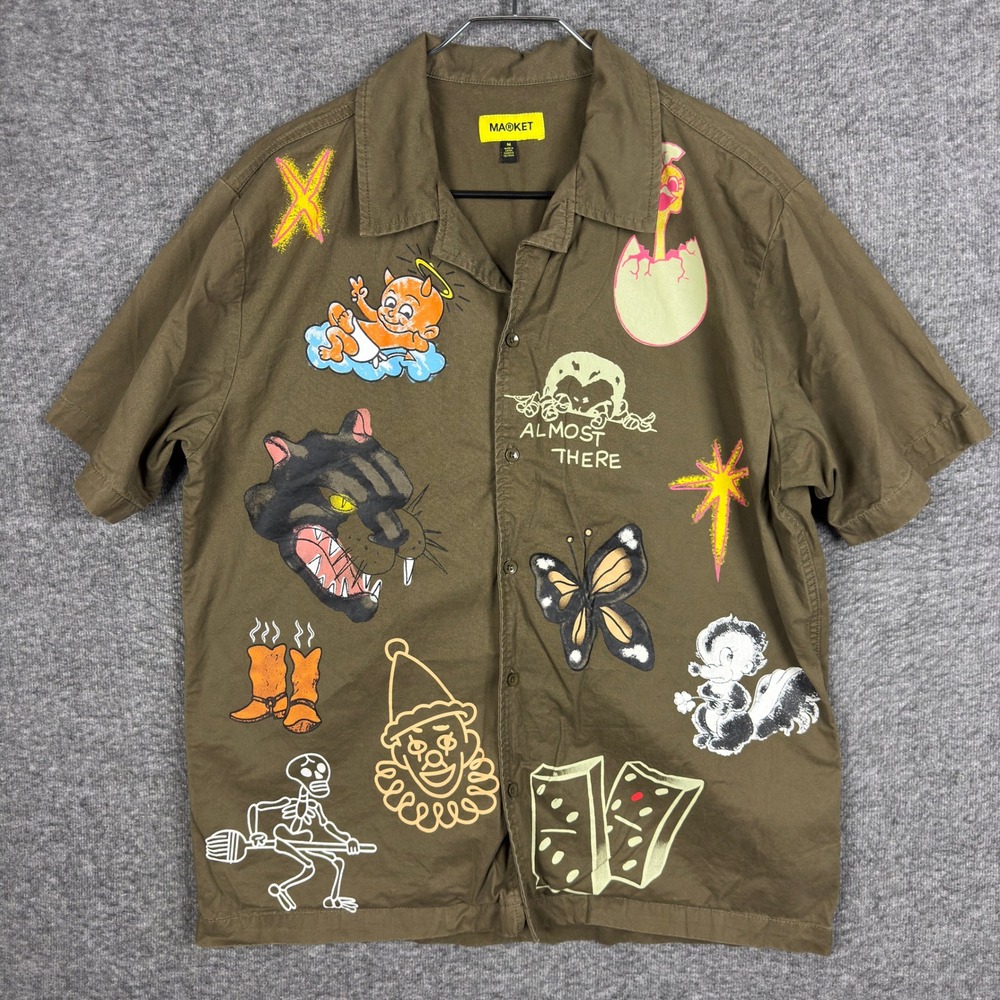 Urban Outfitters Market Shirt Mens Medium Short Sleeve "Almost‎ There" Graphic